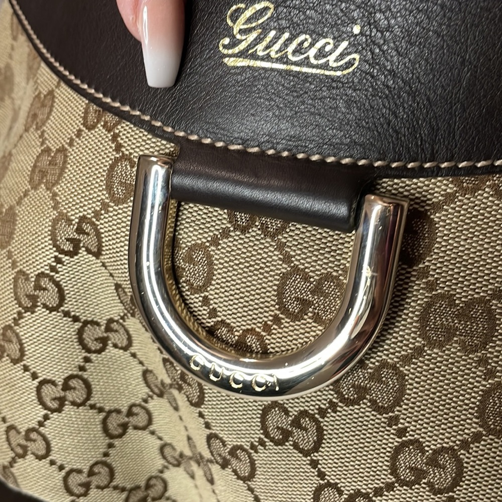 💯 AUTHENTIC GUCCI Canvas D-Ring Shoulder Bag - Picture 6 of 8